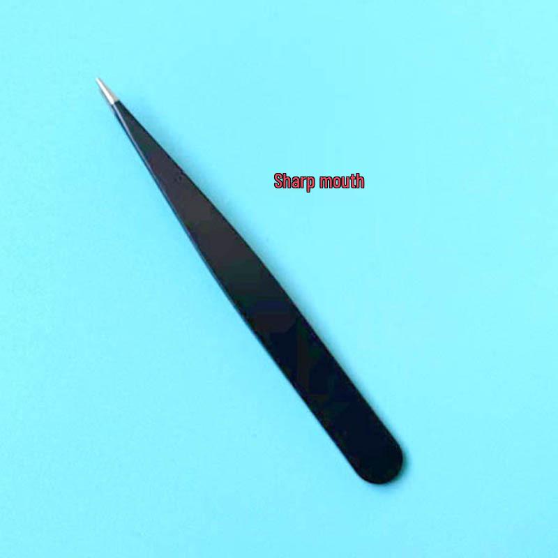 Stainless Steel Black Eyebrow Tweezers: Flat, Slanted, Knife, and Pointed Tips for Precision Plucking