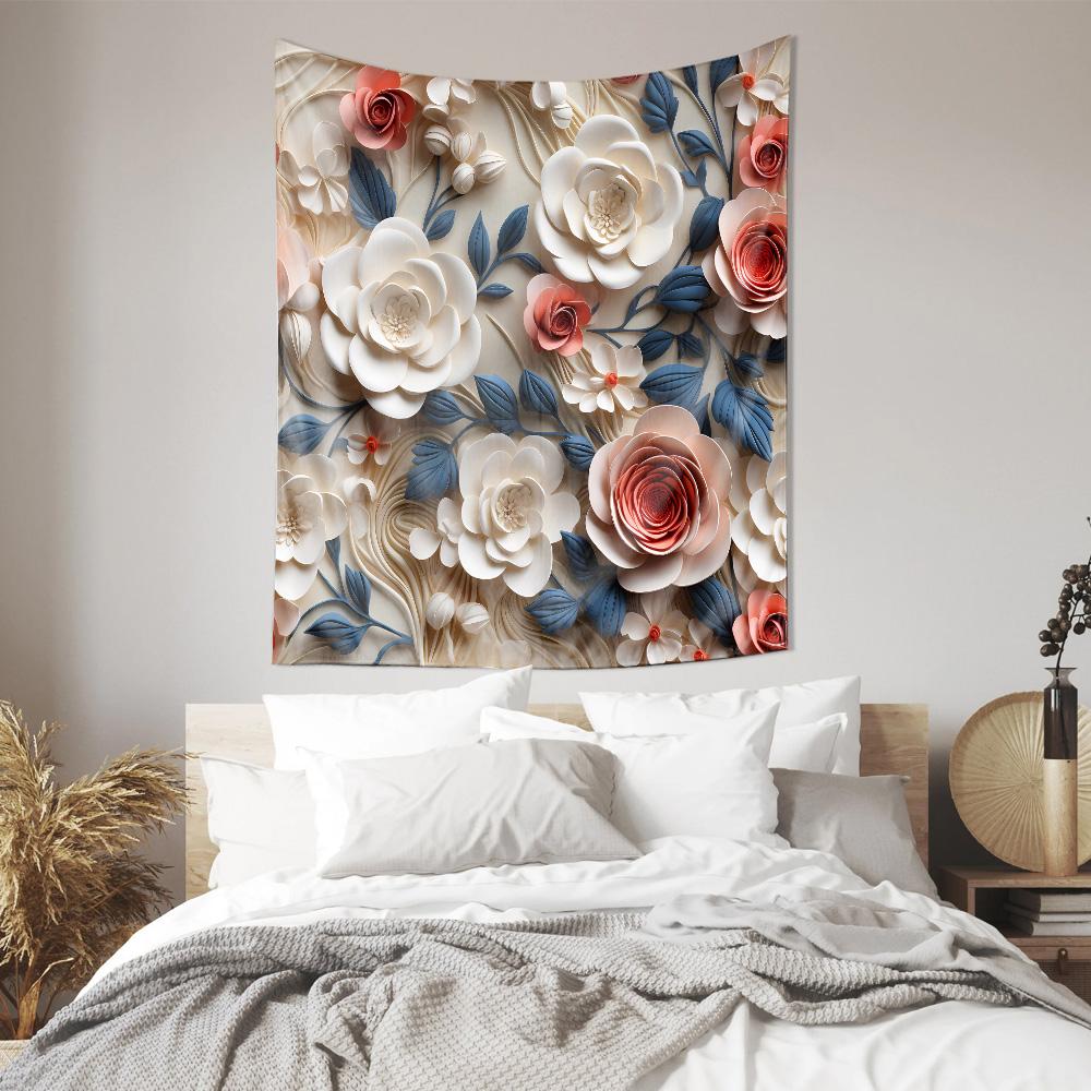 Elegant 3D Floral Tapestry Modern Wall Art Decor for Living Room Bedroom Enhance Home Aesthetics
