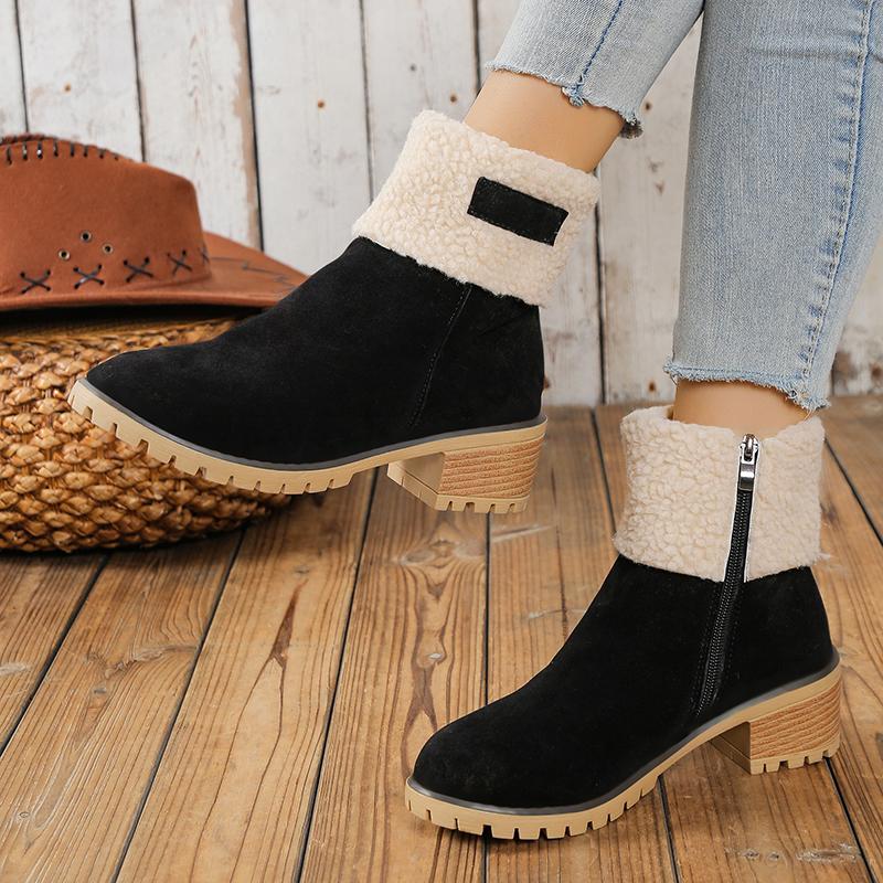 Fashionable Popular Elegant and Thick Heel Snow Shoes New Winter Round Toe Casual and Comfortable Velvet Women's Boots
