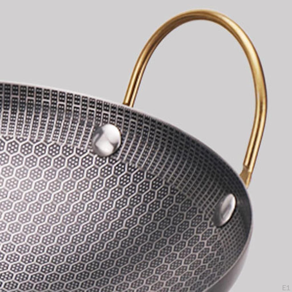 Padella wok in acciaio inossidabile resistente con doppia maniglia, utensili da cucina per friggere tutti i giorni