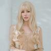 Wig Women Qi Bangs Long Hair Blond Big Waves Chemical Fiber Whole Head Cover Wigs