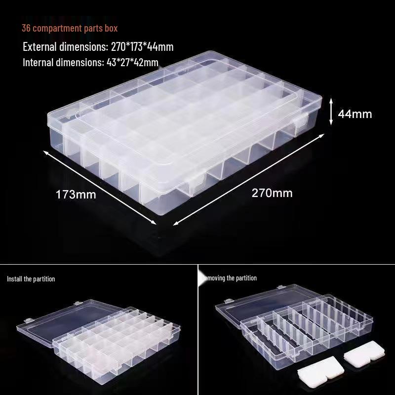 Multi-Grid Plastic Jewelry Box with Compartments for Earrings, Beading, and Small Parts