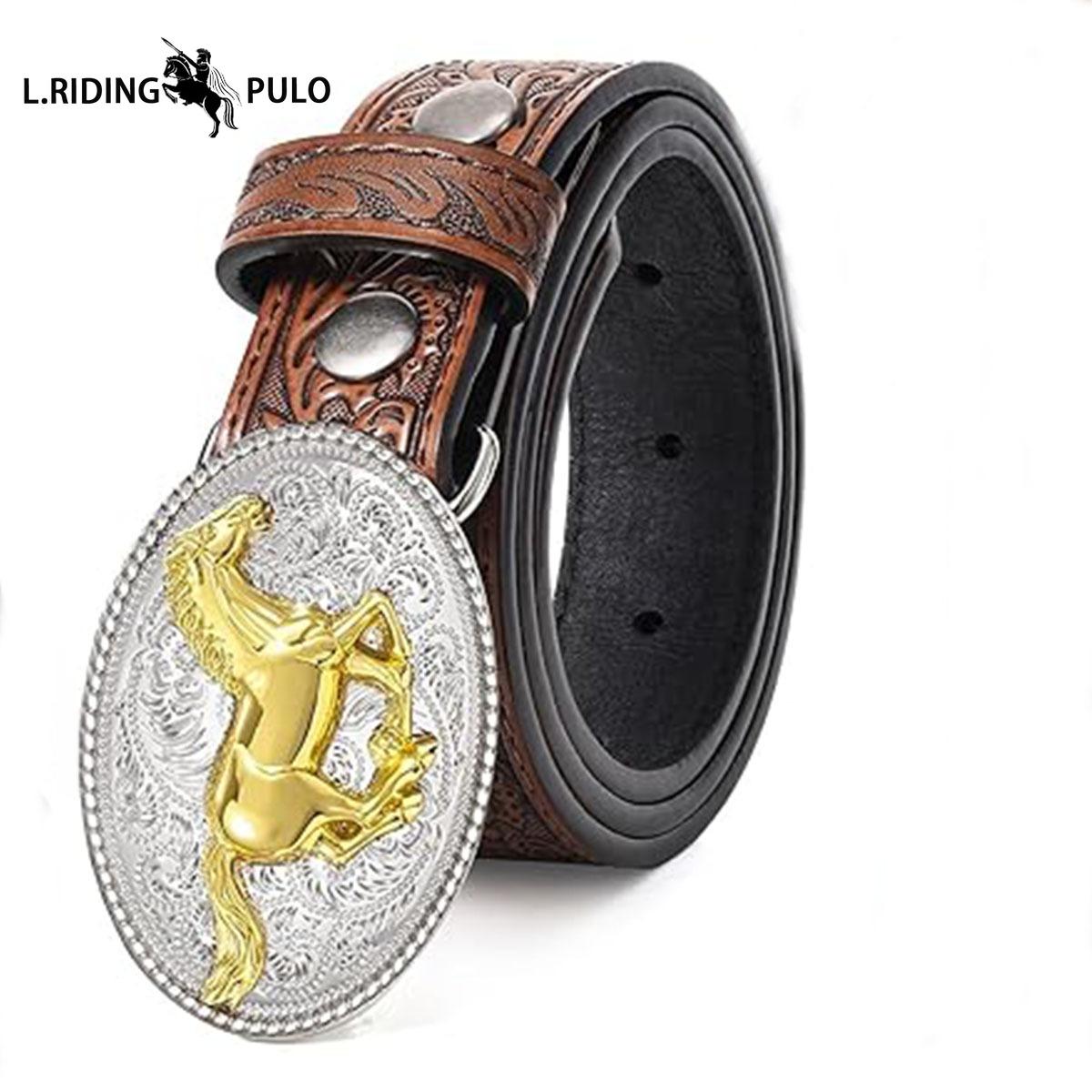 Kinder Western Gürtel Jungen und Mädchen Western Schnalle Geprägter Gürtel with buckle-70cm black