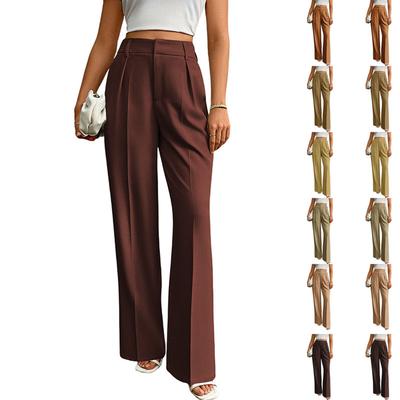 Dames Casual Zakelijk High-Waisted Losse Rechte Wijde Pijpen Pakbroek