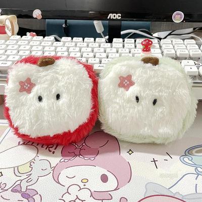Creative Cartoon Apple Plush Coin Purse: Girls' Gift, Earphone & Lipstick Storage Bag, Data Cable Organizer, Pendant Accessory