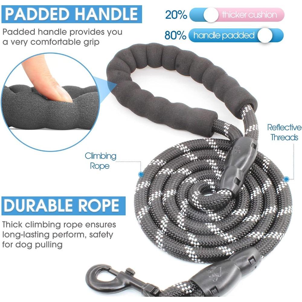 Pet Products Dog Reflective Leash Multi-color Strong Nylon Round Rope Large and Medium-sized Dog Leash Comfortable Padded Handle