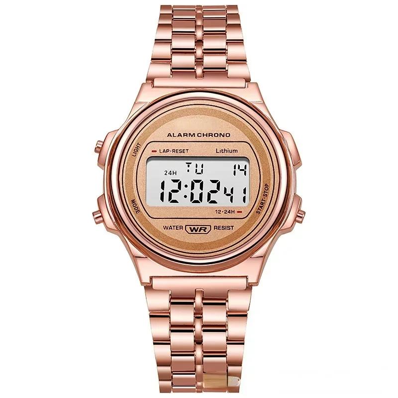 Montre Sportive Numérique Homme Multifonction LED Électronique Montres-bracelets pour Hommes Femmes Horloge Rétro Montres à Bracelet en Acier Reloj Hombre