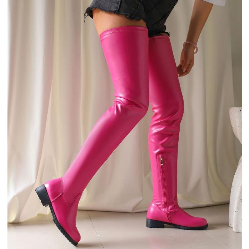 

Большой размер 43 Ботфорты на низком каблуке для женщин Цветные ботфорты по ноге Слим ботфорты Ботфорты выше колена Зимняя обувь на низком каблуке 43