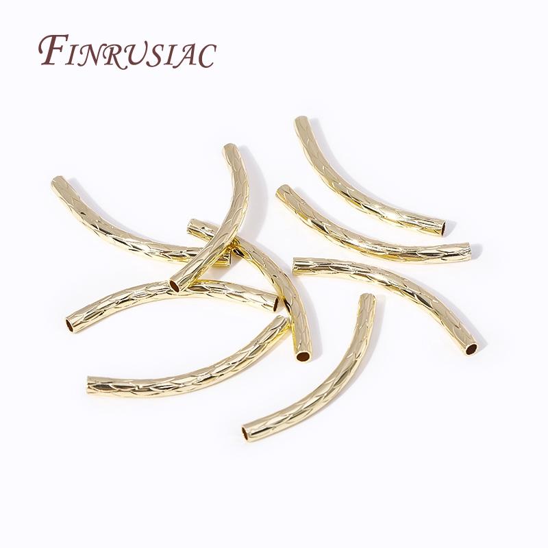 Multi-types 18K Gold Plated Brass Curved Tube, Bracelets Tube Beads Connector For Handmade DIY Jewelry Making Accessories