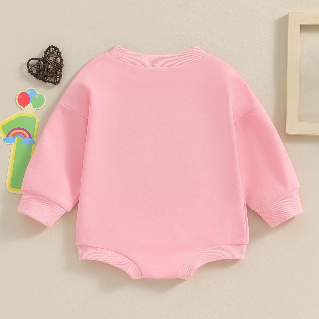 Kleinkind Baby Sweatshirt Strampler Buchstabenstickerei Langarm Jumpsuit für Neugeborenes Mädchen Junge Niedliche Kleidung