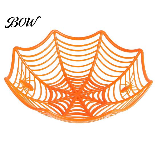 Decorative Spider Web Dish Halloween Basket, Plastic Cobweb Design Fruit Serving Bowl, Treat High-quality Bowl or Trick Candy Holder for Dinner Table,