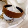 Korean Retro Elegant Velvet Sponge Headband Winter High Cranial Top Wide Edge with Red Press Hair Clamp
