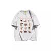 Plus Size Cotton Cartoon T-Shirt - Women's Trendy Short Sleeve Straight Shoulder Top