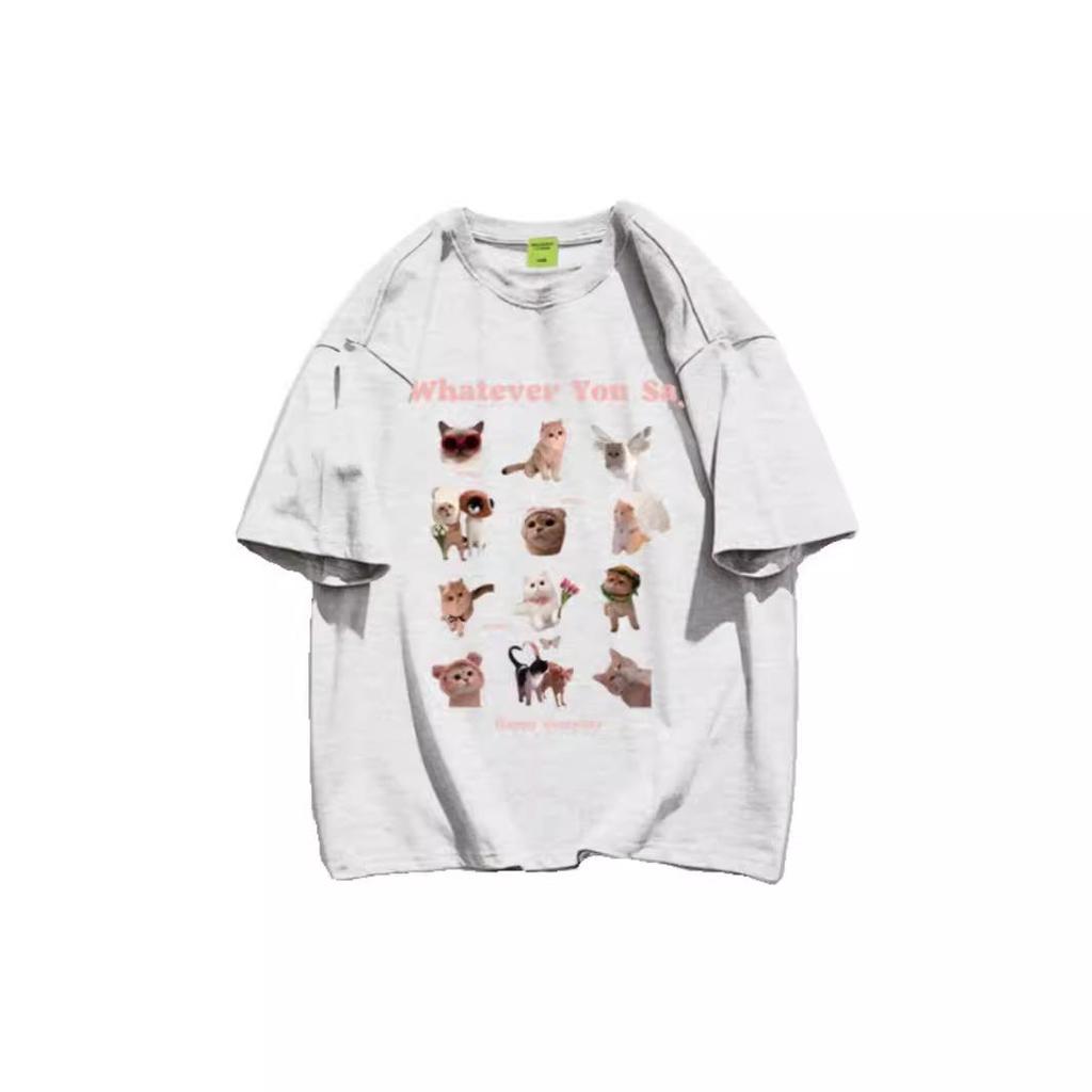 Plus Size Cotton Cartoon T-Shirt - Women's Trendy Short Sleeve Straight Shoulder Top