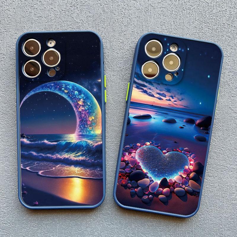 The Starry Night Art Aesthetic Beach Night View Phone Case For iPhone 17 16 15 11 Pro Max Plus XS X XR 13 12 Pro Max Mini Cover