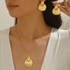 European, American and Other Women's Geometric Necklace Set Niche Flower Leaf Texture Design Stud Earrings Versatile Jewelry Women