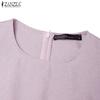 ZANZEA Women Casual Round Neck Solid Color Summer Short Sleeve Dress