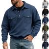 Heavy Retro Autumn Sweatshirt Men's Old Money Style Lapel Tough Guy POLO Workwear Motorcycle Long-sleeved Sweatshirt