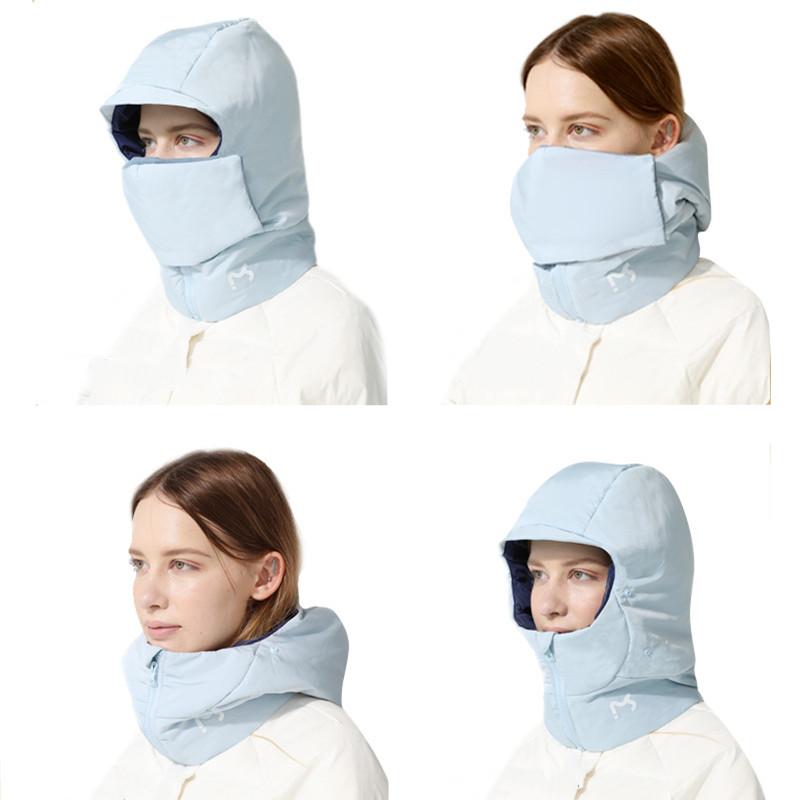 Winter Light Down Cycling Cap Men Women Mtb Motorcycle Balaclava Hat Outdoor Windproof Waterproof Hat Neck Warmer Hooded Ski Cap
