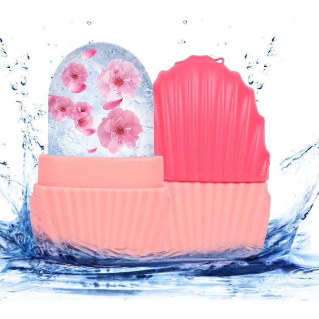 Ice Cube Roller for Face,Eyes and Neck,Reusable Silicone Ice Mold Mermaid Shell Shape for Shrink Pores Anti Wrinkle and Skin Beauty Care,Reduce