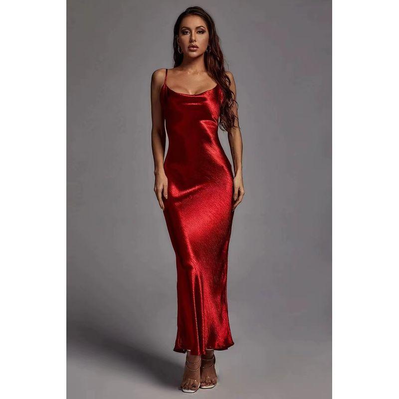 

Western Style New Sexy Backless Sling Dress Backless Suspender Sexy Dress Red S