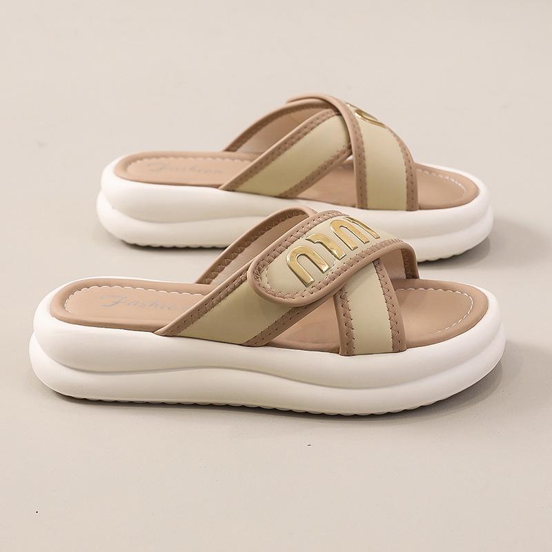 EVA Thick-soled Cool Slippers Women's Summer Fashion Outer Wear Stepping On Shit Feeling One-word Sandals