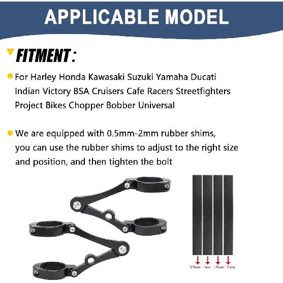 Universal Motorcycle Headlight Bracket 33-37mm Fork Brackets Mount Tube Clamp CNC Black for Harley Indian Victory Honda Yamaha Kawasaki Suzuki Ducati