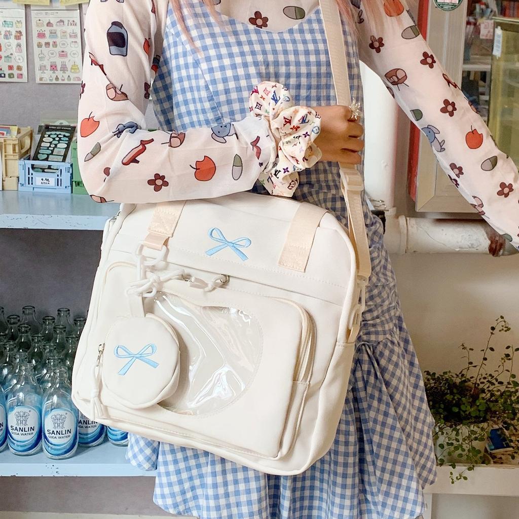 Love Heart Transparent Ita Shoulder Bag Japan Bolsos De Mujer High Capacity Sac Femme Commuter Student Bags for Woman Bolso