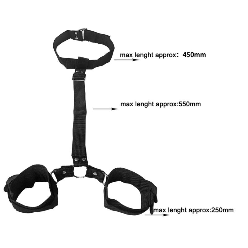 Neck To Wrist Restraints Kit  Sexy Women BDSM Fetish Behind Back Handcuffs Collar Adjustable Bondage Set Couple SM Sex Game Tool