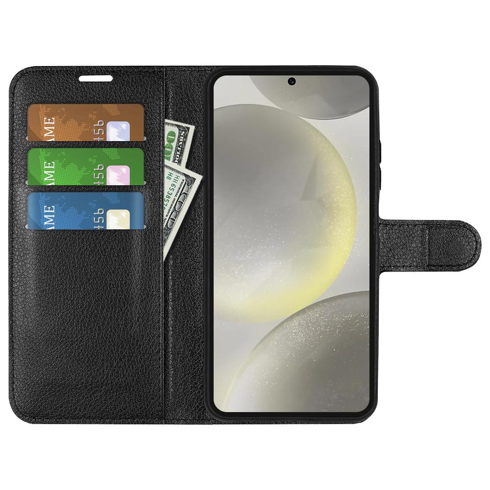 

For Samsung Galaxy S24 FE Wallet Phone Case Litchi Texture Anti-Drop Leather Folio Flip Cover Red