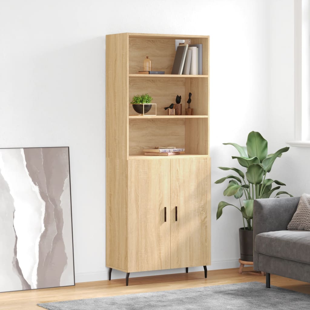 Highboard in Sonoma Oak Finish 69.5 x 34 x 180 cm Particleboard