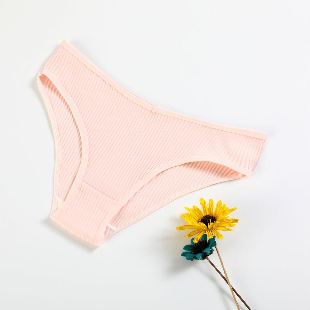 Women Spring and Summer New Cotton Pure Color Breathable Hip Breathable V Shaped Low Waist Briefs