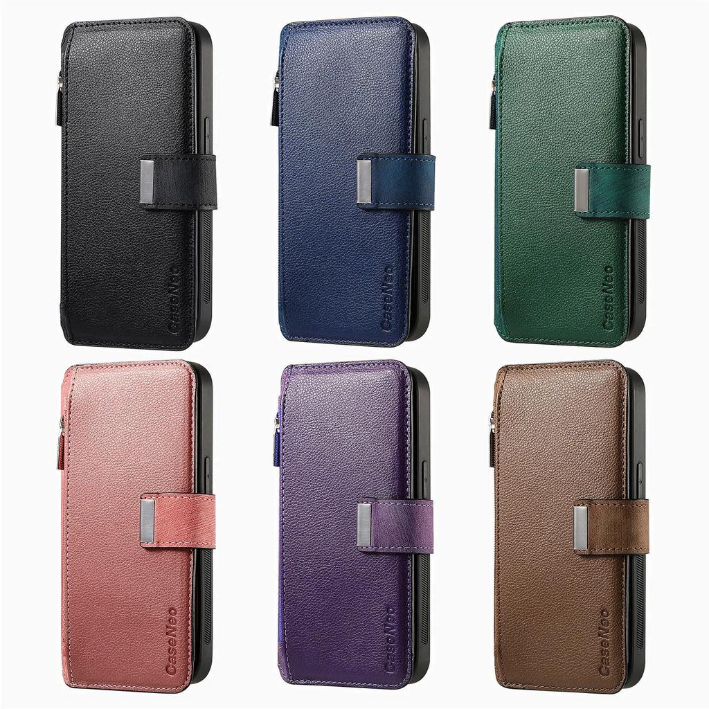 Reißverschluss Kartenfach Geldbörse Leder 2-in-1 Kabellose Ladehülle Für iPhone 15 16 Pro Max 14 Plus 13 12 11 XS Abnehmbare Tasche Hülle