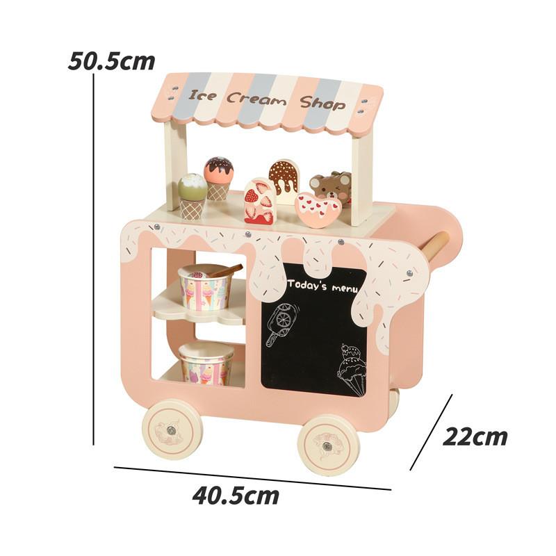 Ice Ecofriendly Wooden Cream Toy Cart For Kids Interactive Play Creativity And