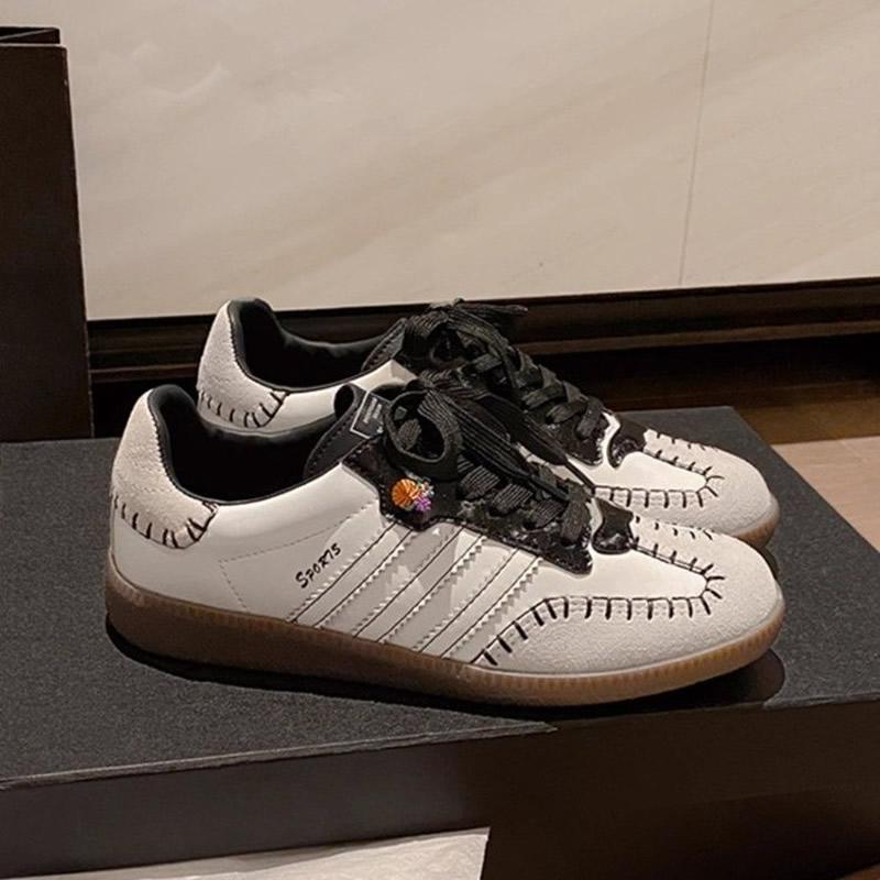 New 2025 Soft Leather Embroidered Women s Dequan Shoes Thick Bottom Versatile Sports Casual Shoes Rubber Sole Summer Footwear 35 белый 3368₽