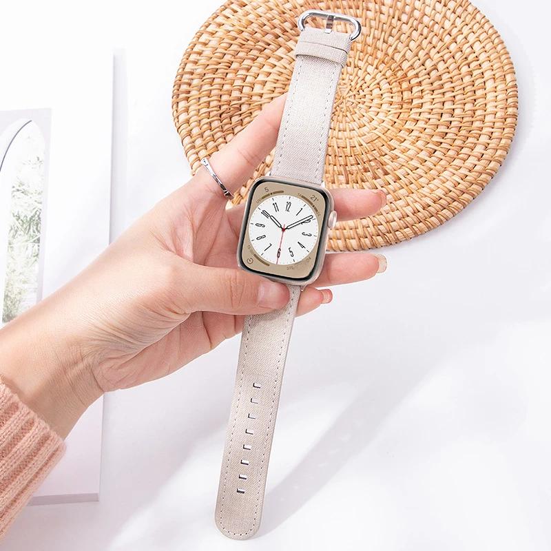 Canvas Band For Apple Watch Strap 49mm 46mm 40 41 38mm 44 45mm correa fabric Bracelet for iwatch Series 11 10 9 8 7 SE 6 ultra 3