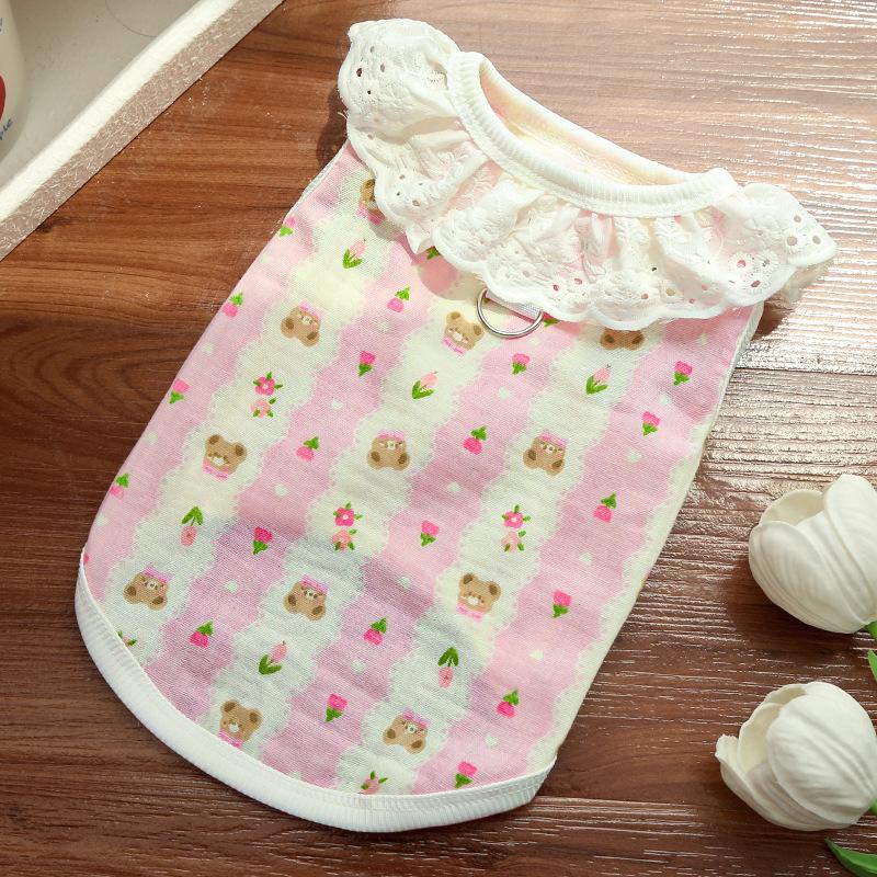 Cat clothes, all cotton yarn, breathable, thin dog, cat, pet dog products, air-conditioning clothes can lead short-footed cats to prevent hair loss