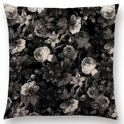 Latest Black Night Vintage Forest Botanical Garden Future Dream Colorful Flowers Leaves Prints Sofa Pillow Case Cushion Cover