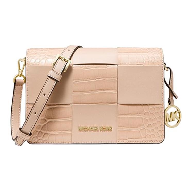 

Michael Kors MK Mercer Flap Closure Crocodile Embossed PU Small Shoulder Crossbody Bag Women Bags Nude-Pink 35T1GM9C1E-BUFF Basic Set (Bag+Dust Bag)