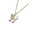 Cute Cat Light Luxury Full Diamond Titanium Steel Necklace for Women