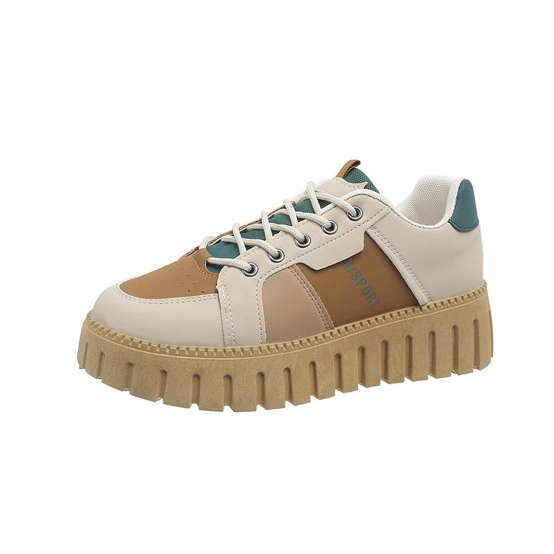 

2025 spring little white shoes new Korean version ins sports running female students color matching thick sole height increase casual board shoes 40 хакі
