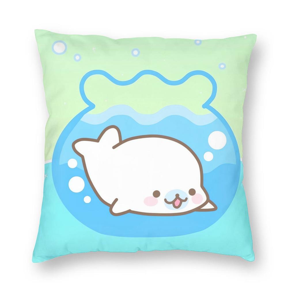 White Seal Strawberry Pillow Case Mamegomas Kawaii Pillow Cover Soft Pillowcases For Sofa Bedroom Home Decor