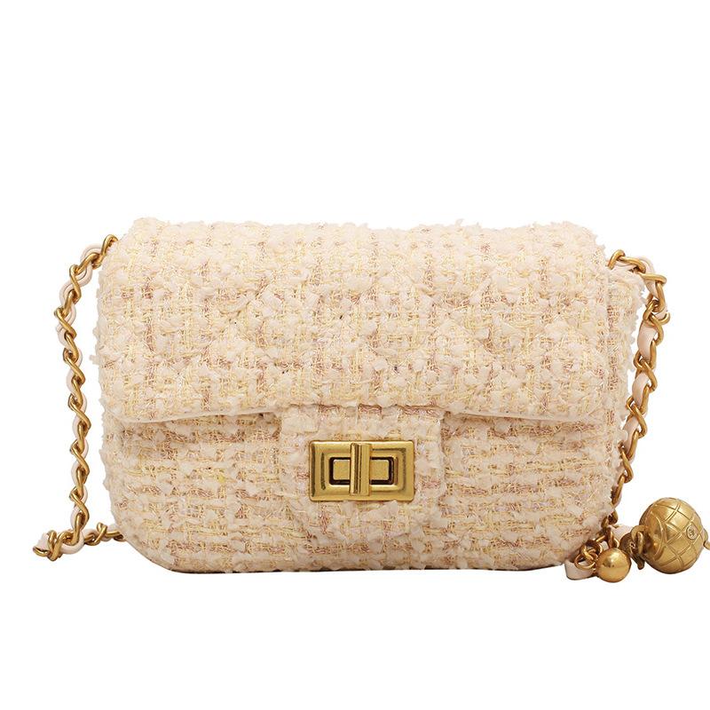 Wollbeutel Damen Herbst und Winter neu Nischendesign Kette Schulter Umhängetasche hochwertig kleine quadratische Tasche