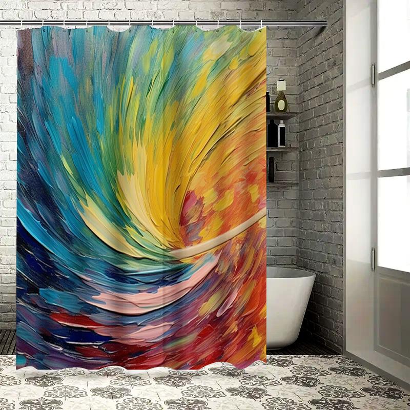 

Colorful Watercolor Shower Curtain Modern Bathroom Decor For Home Decoration In Multicolor Design W60H190(CM)-1 Pcs