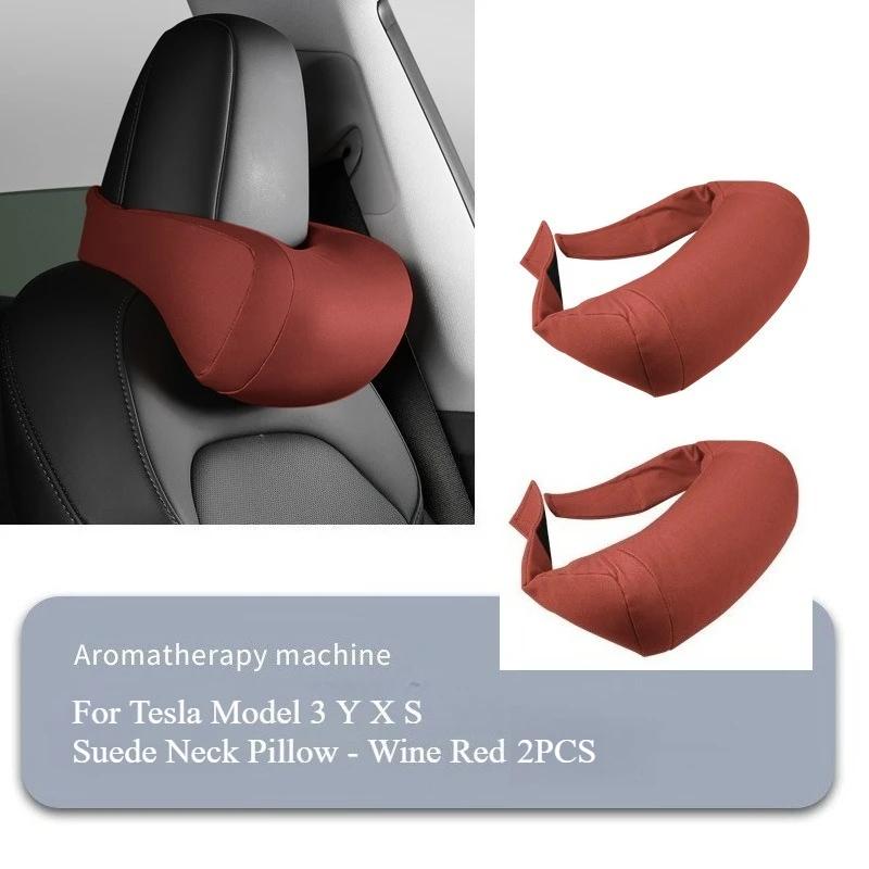 For Tesla Model 3 Y X S Neck Pillow Headrest Pillow Suede Seat Headrest Cushion Auto Seat Head Support New ModelY Accessories
