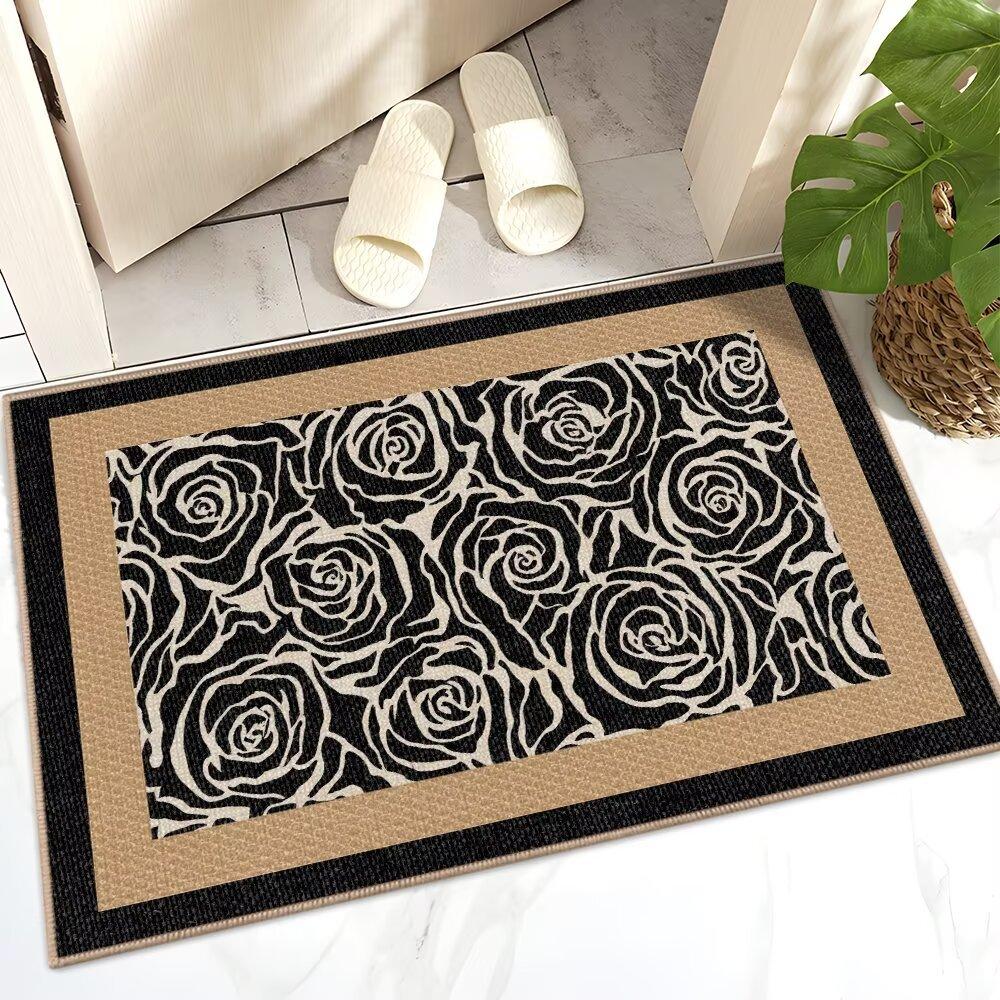 French Linen Entrance Door Porch Floor Mat Bathroom Toilet Door Dirt-Resistant Non-Slip Strong Absorbent Foot Pad Carpet