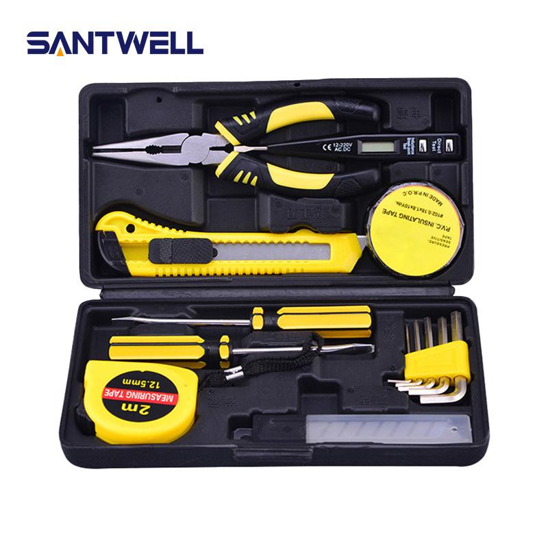 13-19Piece Hardware Tool Set - Household Manual Tool Kit for Repairs (Yellow,13-Piece Manual Tool Set)