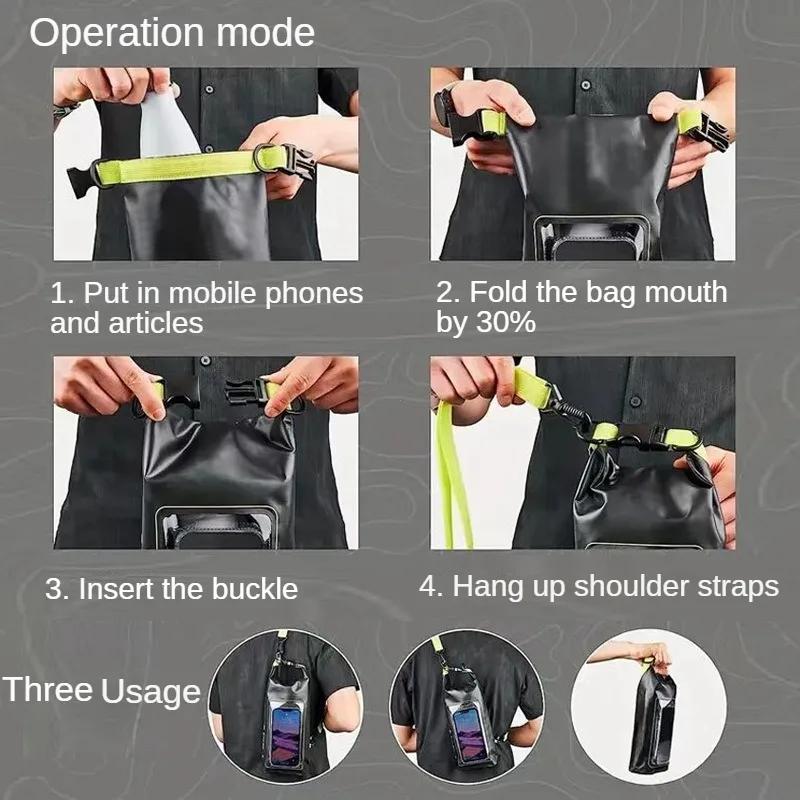 Outdoor Sports Bags 2L Dry Bag Touch Screen PVC Waterproof Bags For Trekking Drifting Rafting Surfing Kayak Camping Equipment