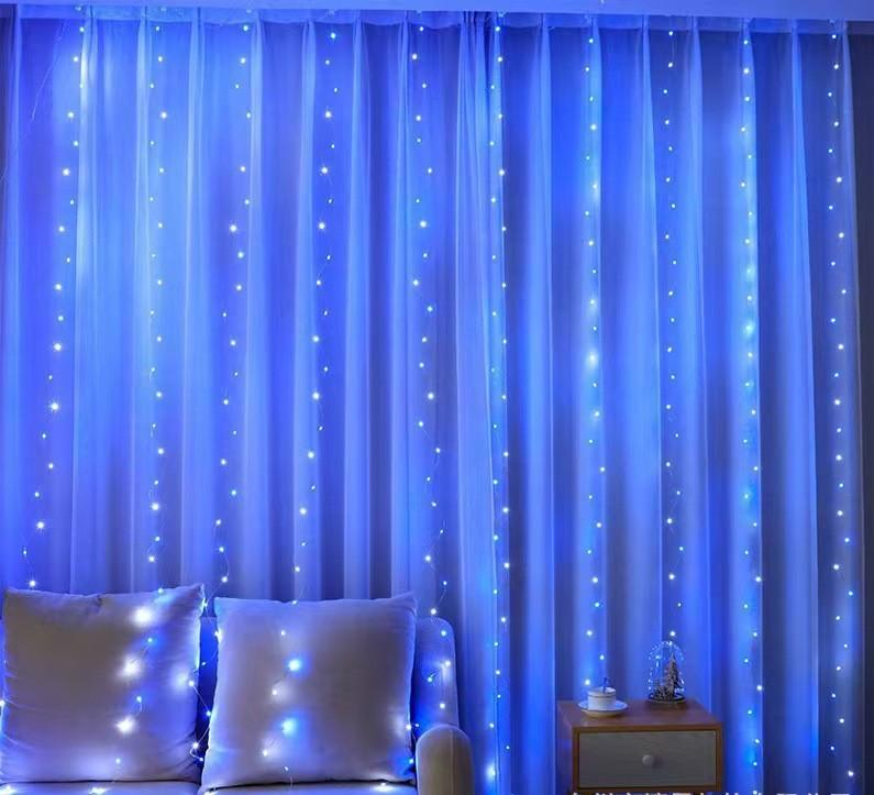 Solar-Powered Waterproof Fairy Garland Curtain String Lights with 300 LEDs and 8 Modes for Outdoor Decoration