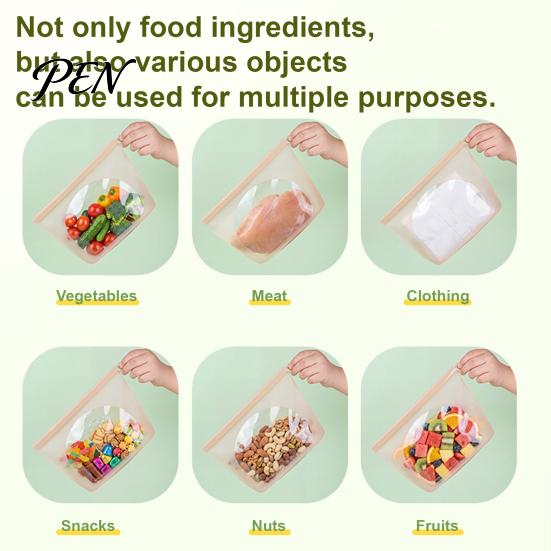 Reusable Dry Goods Storage Pouches Silicone Food Bag, Double Sealing Keeping Leak-proof Portable Hanging Bags Food-Grade Container, Heat Resistant